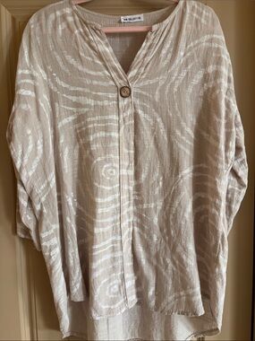 New Collection Neutral Beige/White Woman’s Linen Tunic/Shirt